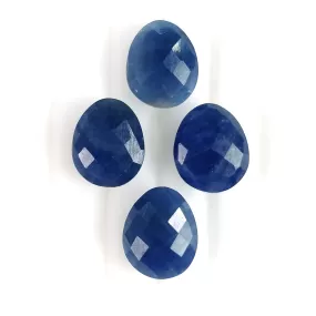 18.45cts Natural Untreated BLUE SAPPHIRE Gemstone Checker Cut Egg Shape Briolette 11*9mm September Birthstone