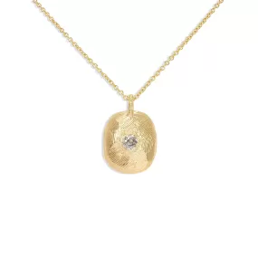 18K Cushion Diamond Tablet Necklace