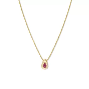 18K Teardrop Slider Necklace in Ruby