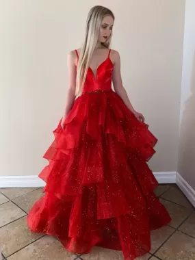 2020 Newest Prom Dresses, Fashion Fluffy Prom Dresses, A-line Long Prom Dresses