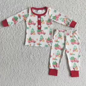 6 A15-20 boy red tree truck christmas long sleeve pajamas-promotion 2023.11.25