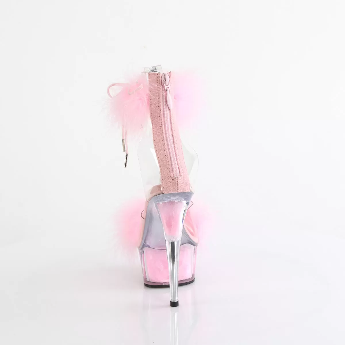 6 Inch Heel DELIGHT-624F Clear Baby Pink Fur