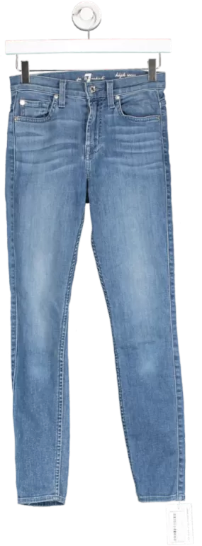 7 For All Mankind Blue High Waisted Skinny Jeans W23