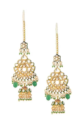 Alloy Kundan Jhumki Earring in Gold and White