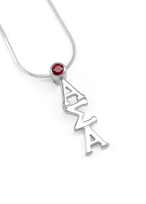 Alpha Sigma Alpha Sterling Silver lavaliere with Red Crystal