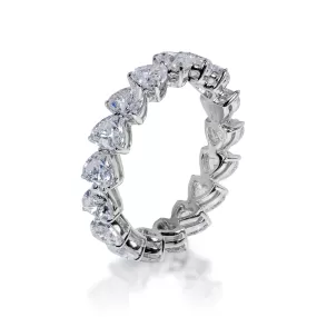 Beatrice 4 Carats Heart Shape Diamond Eternity Band in 18k White Gold Shared Prong