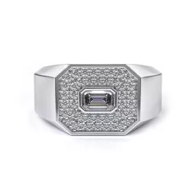 Chorost & Co. Private Collection 14K White Gold 0.75ct Diamond Men's Emerald Cut Ring