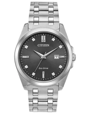 Citizen Eco-Drive Corso -  Stainless Steel - Diamonds - Gray - Date - Bracelet