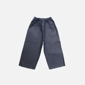 Cotton Denim Wide Jeans - Indigo