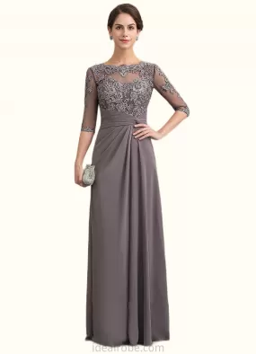 Dahlia A-Line Scoop Neck Floor-Length Chiffon Lace Mother of the Bride Dress With Beading Sequins STK126P0014546