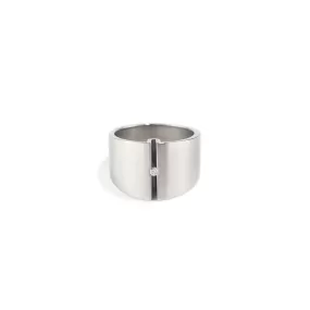 Elli V Ring in Steel with Diamond