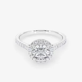 Embellished Halo 0.70 Carat Brilliant Cut Diamond 18K Gold Ring