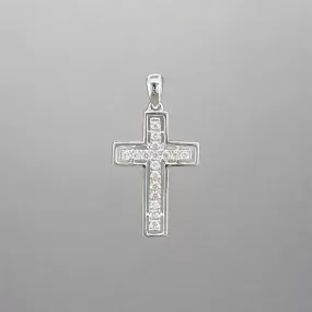 Estate 14K W Gold 0.11ctw H-I/SI2-I1 Diamond Cross Pendant