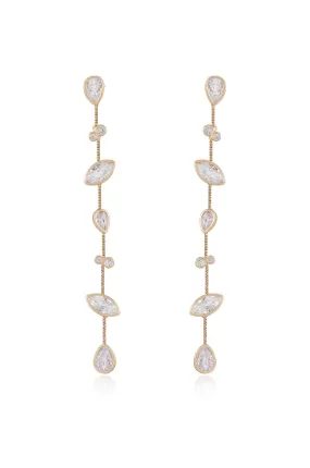 Falling Bezel Crystal Dangle Earrings