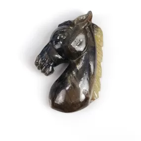 Golden Brown Chocolate Blue Sheen SAPPHIRE Gemstone Carving : 47.95cts Natural Untreated Sapphire Hand Carved HORSE 35*22mm