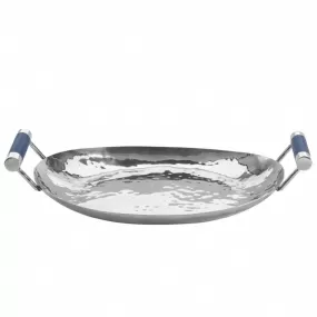 Hammered Stainless Steel Oval Tray 15