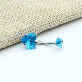 Heart Shape C.Z Belly Button Ring - Light Blue