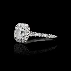 Henri Daussi 18K White Gold Estate Diamond Halo Ring