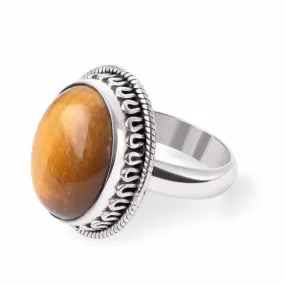 Indian Sterling Silver and Tiger's Eye Cocktail Ring, "Balmy Evening" Christmas Gift for Her