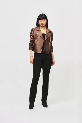 Joseph Ribkoff Metallic Faux Leather Biker Jacket 234902 - Bronze