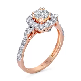 Kallati Eternal Cushion Halo Diamond Engagement Ring in 14K Rose Gold