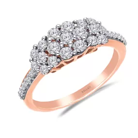 Kallati Eternal Diamond Cluster Engagement Ring in 14K Rose Gold