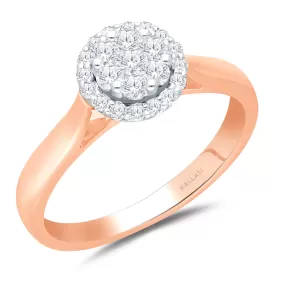 Kallati Eternal Round Halo Diamond Engagement Ring in 14K Rose Gold