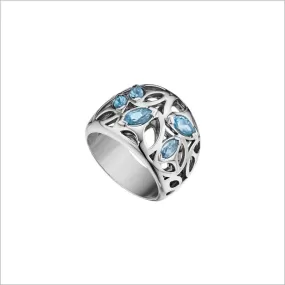 Medallion Blue Quartz Small Ring in Sterling Silver