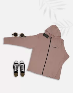 Men Nude Brown Zipper Hoodie