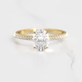 Oval Half Pave Diamond Ring