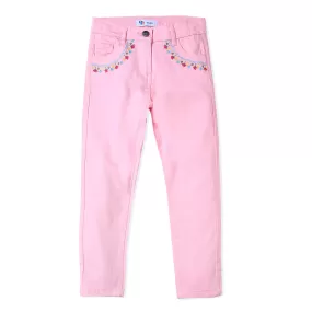 Pink Embriodered Cotton Pants