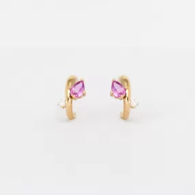 Premier Amigos Pink Sapphire & Diamond J Hoops