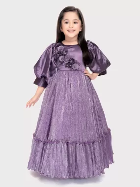 Purple Coloured Imported Shimmer Fabric Ball Gown For Girls \ Birthday Dress For Girls