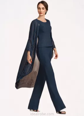 Rihanna Jumpsuit/Pantsuit Scoop Neck Floor-Length Chiffon Mother of the Bride Dress STK126P0014914