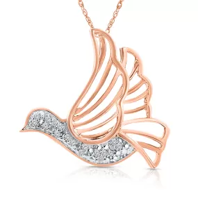 Rose Gold & White Diamond Dove Pendant