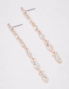 Rose Gold Pear Cupchain Drop Earrings