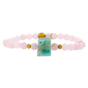 Rough Amazonite and Rose Quartz Gemstone Bracelet