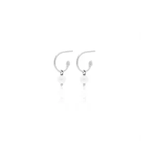 Superfine / Mini Pearl / Hoop Earrings / Pearl   Silver