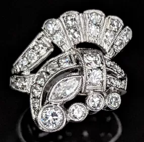 The Eliat - Art Deco Diamond Platinum Cocktail Ring